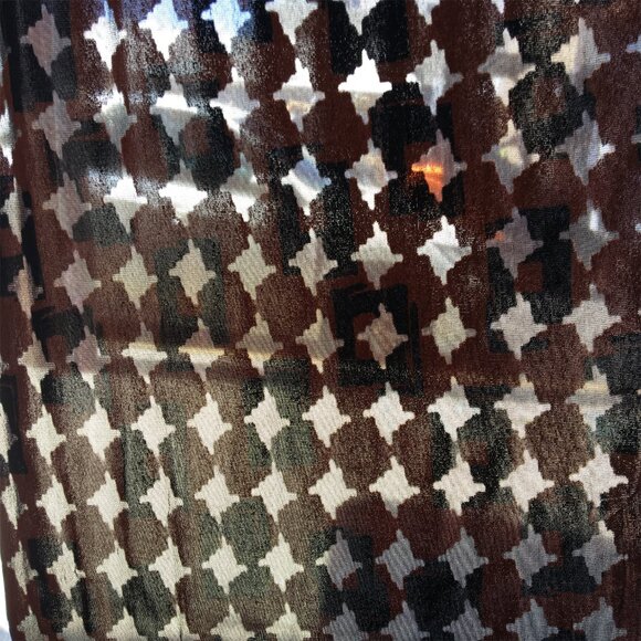 Brush Squares Design See Thru Burnout Velvet Stretch Fabric Rust/Sage L-667 Q/R - Picture 5 of 10